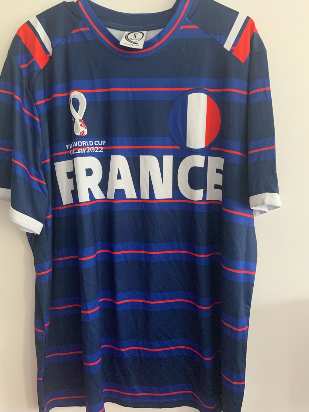 France Soccer Tee - Navy with Red & White Stripes